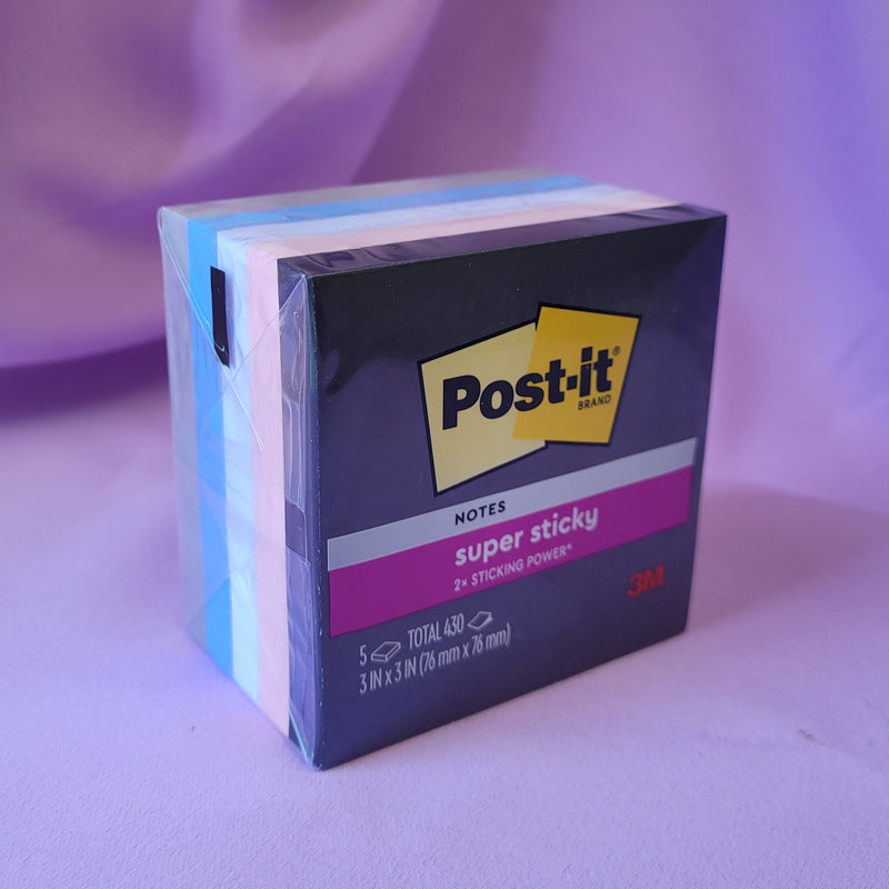 Super Sticky Post It Notes- 5 colours