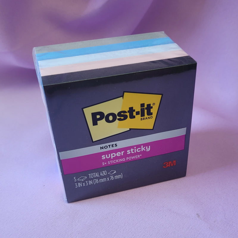 Super Sticky Post It Notes- 5 colours