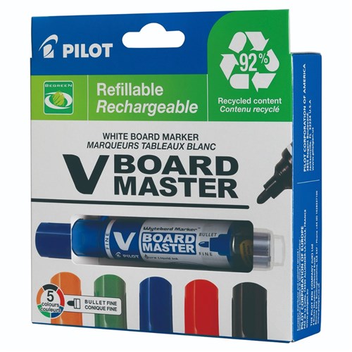 Pilot BegreeN V Board Master Whiteboard Marker BULLET Tip Wallet 5 (Black, Blue, Red, Green, Orange)