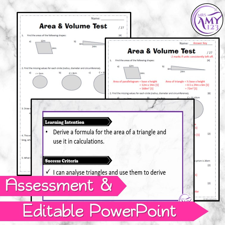 Year 7 Area & Volume Maths Program