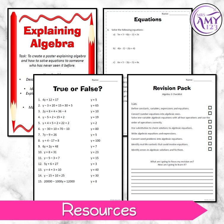 Year 7 Algebra Maths Program