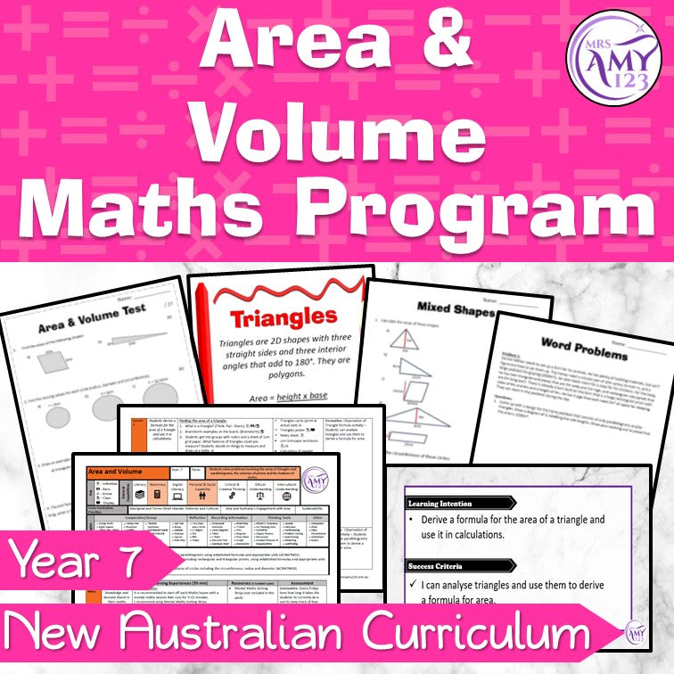 Year 7 Area & Volume Maths Program