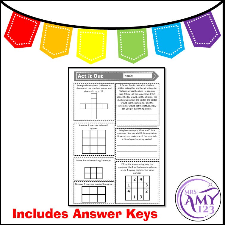 homework practice problem solving investigation act it out